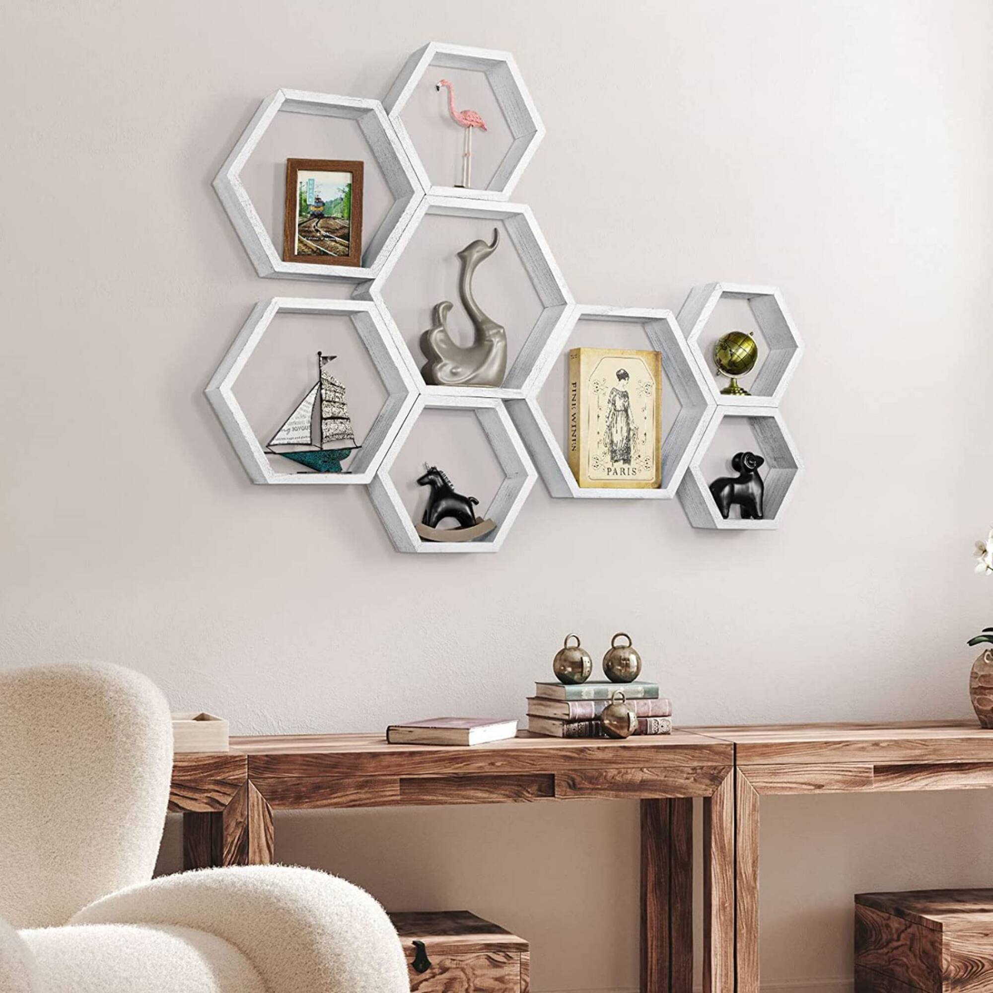 NEX™ Hexagon Honeycomb Floating Shelves Set